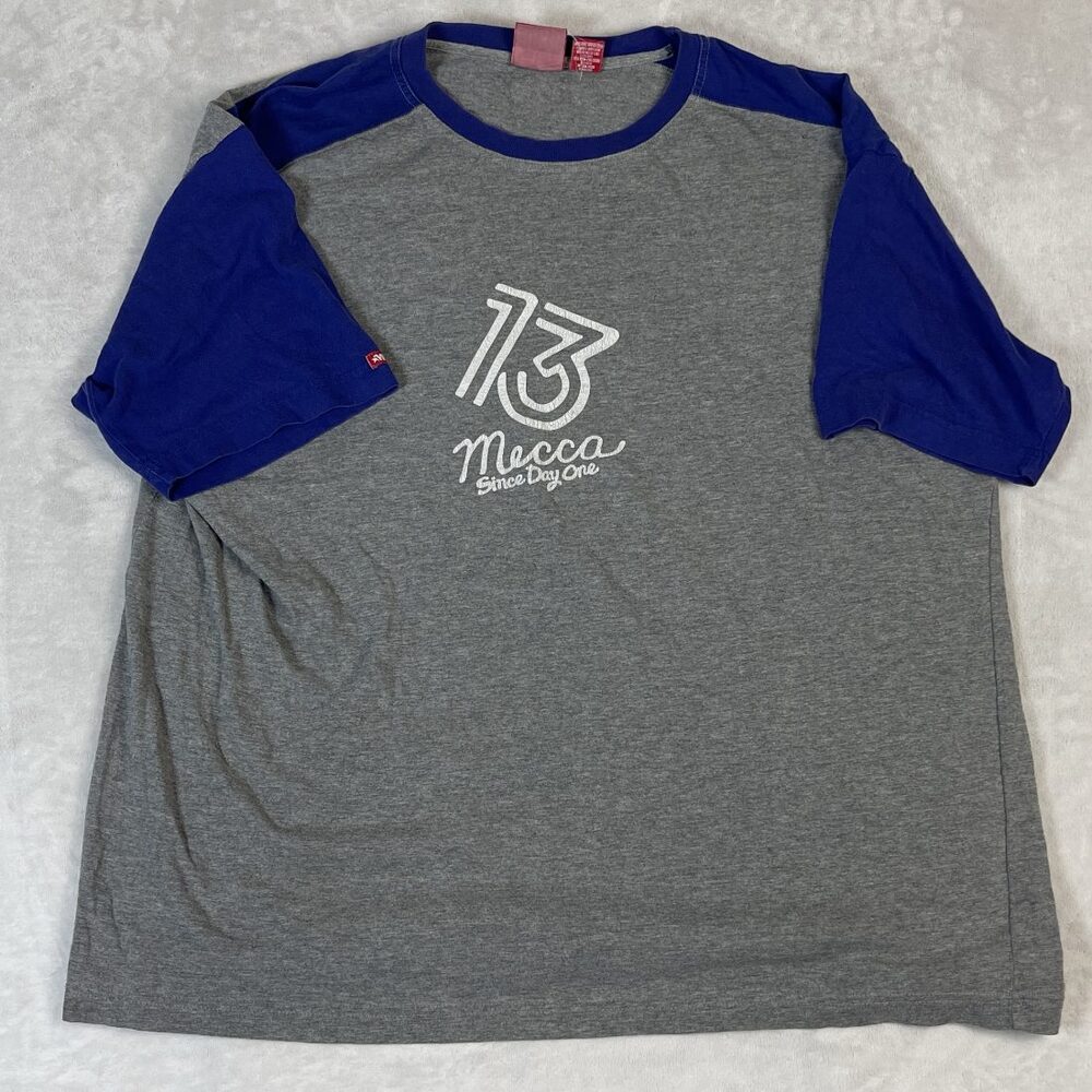 Mecca Men's Gray Blue Raglan T-Shirt Size XL 100% Cotton Since Day One